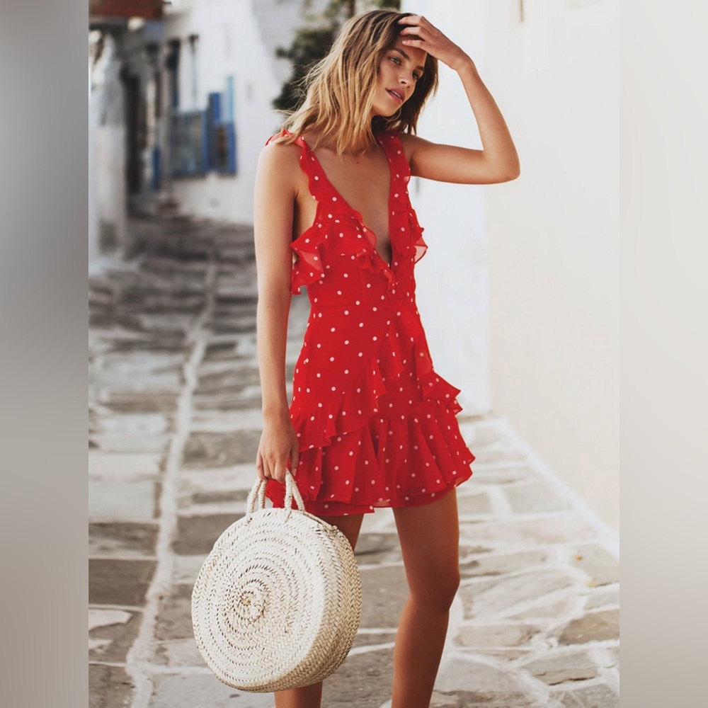 FOR LOVE & LEMONS ANALISA POLKA DOT TANK DRESS